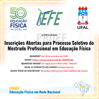 Inscrições para processo seletivo do Mestrado Profissional em Educação Física estão abertas até 30 de outubro