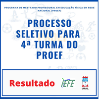 Resultado do processo seletivo do Mestrado Profissional em Educação Física Escolar em Rede Nacional